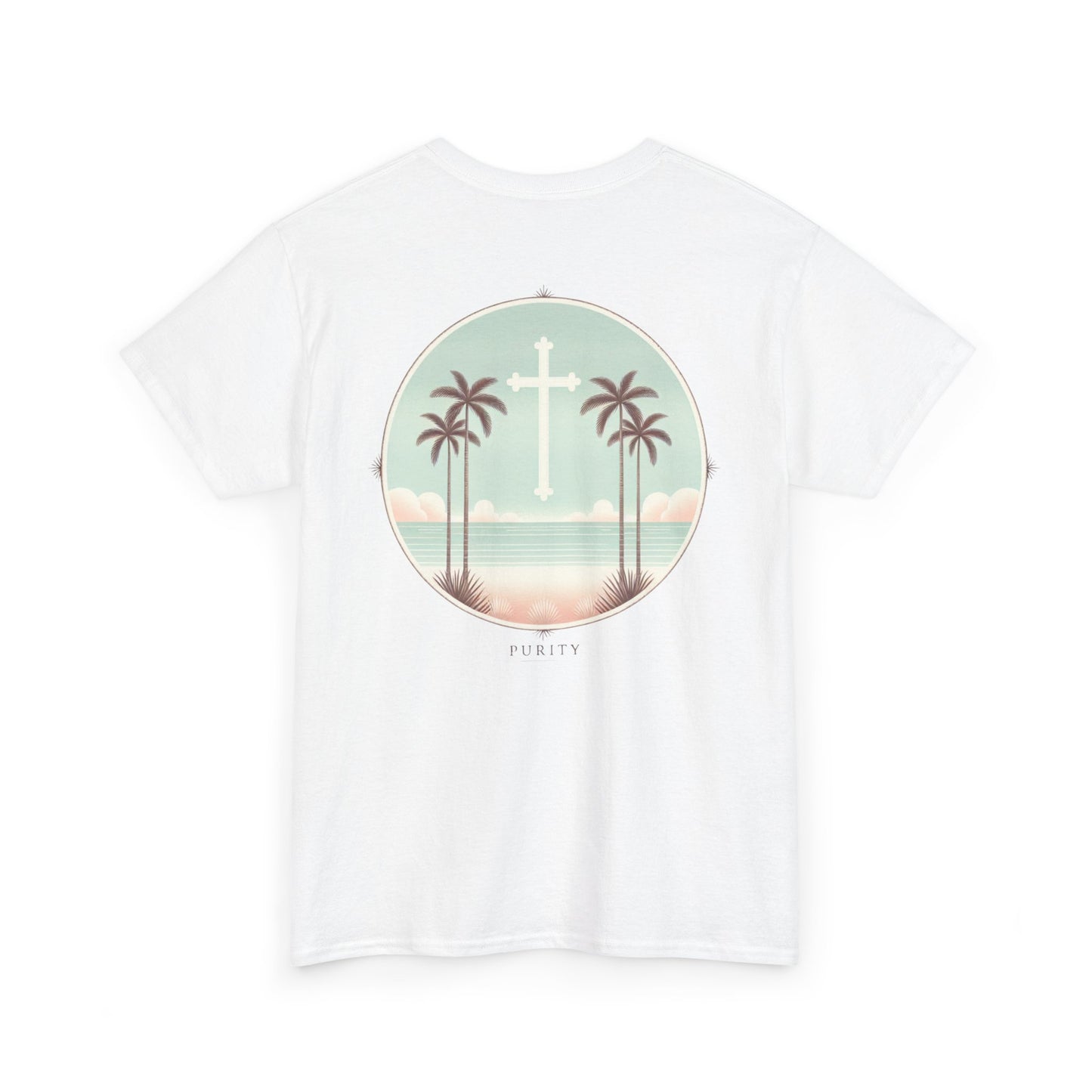 Unisex Heavy Cotton Tee - 'Purity' Beach Sunset Design