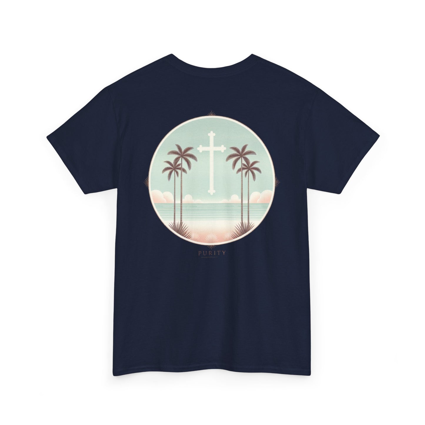 Unisex Heavy Cotton Tee - 'Purity' Beach Sunset Design