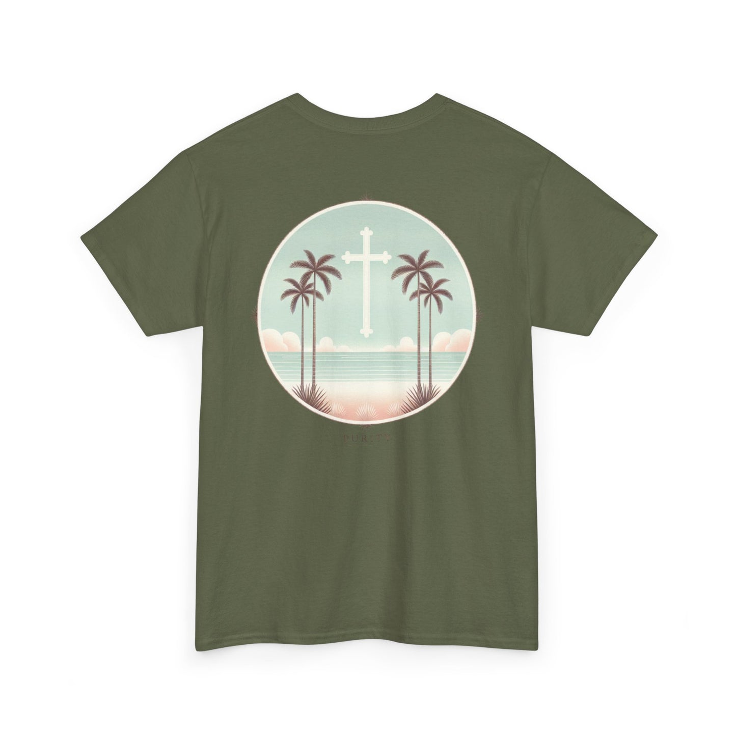 Unisex Heavy Cotton Tee - 'Purity' Beach Sunset Design