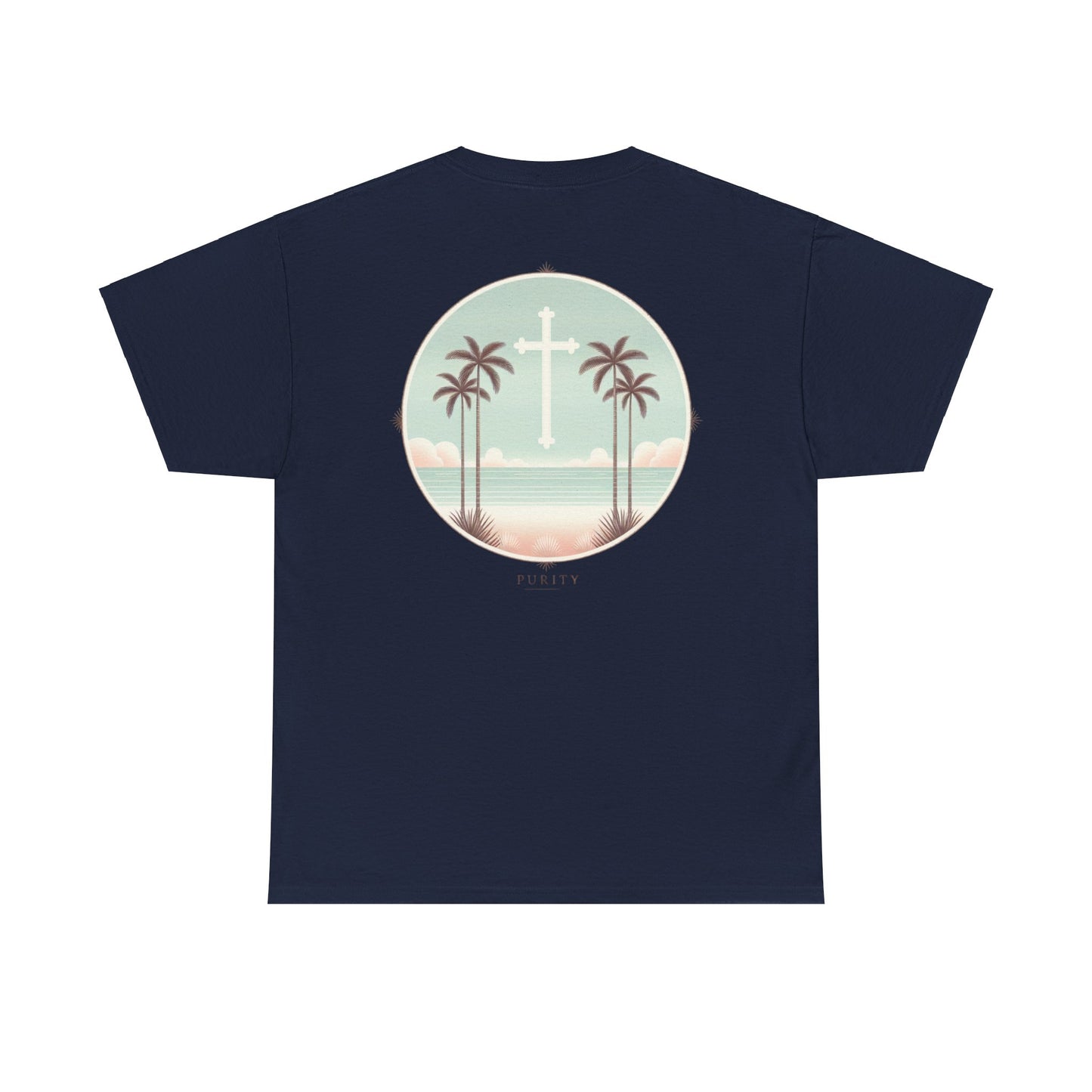 Unisex Heavy Cotton Tee - 'Purity' Beach Sunset Design