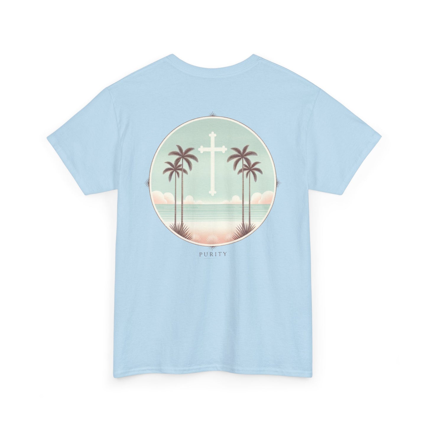 Unisex Heavy Cotton Tee - 'Purity' Beach Sunset Design