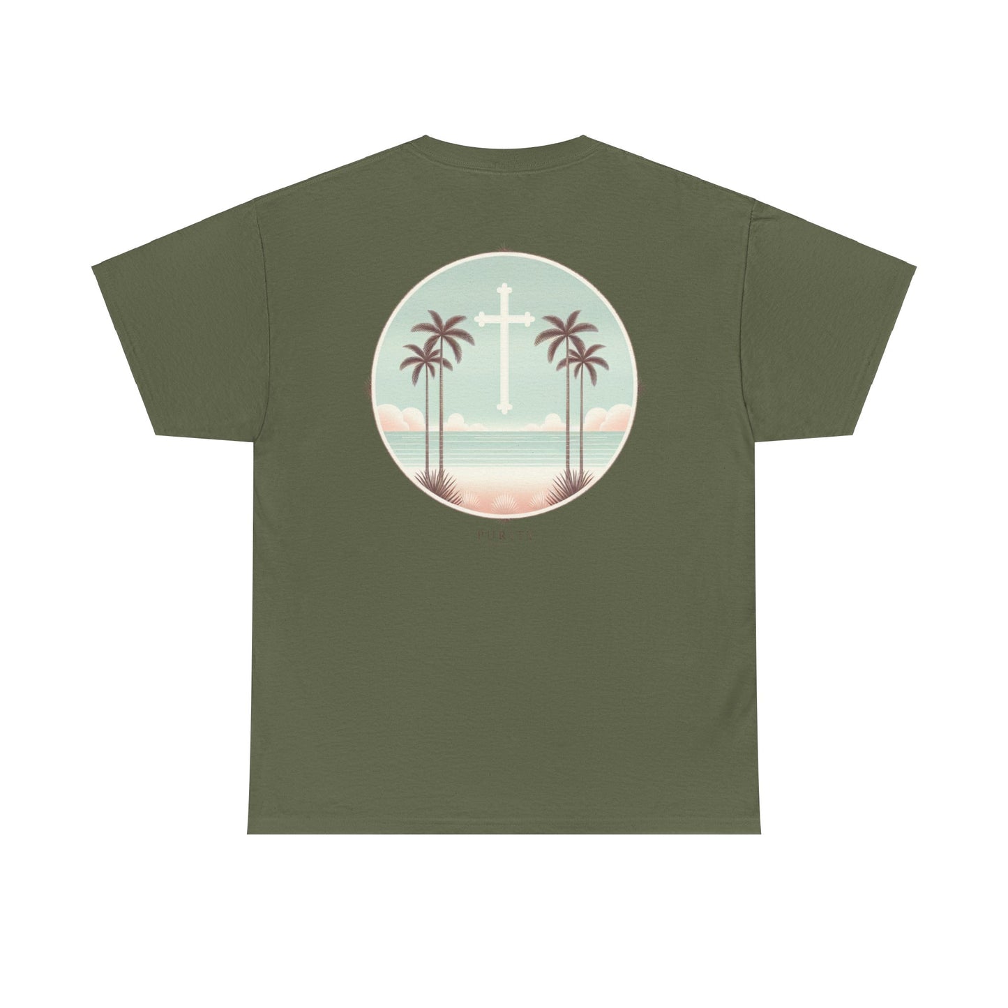 Unisex Heavy Cotton Tee - 'Purity' Beach Sunset Design