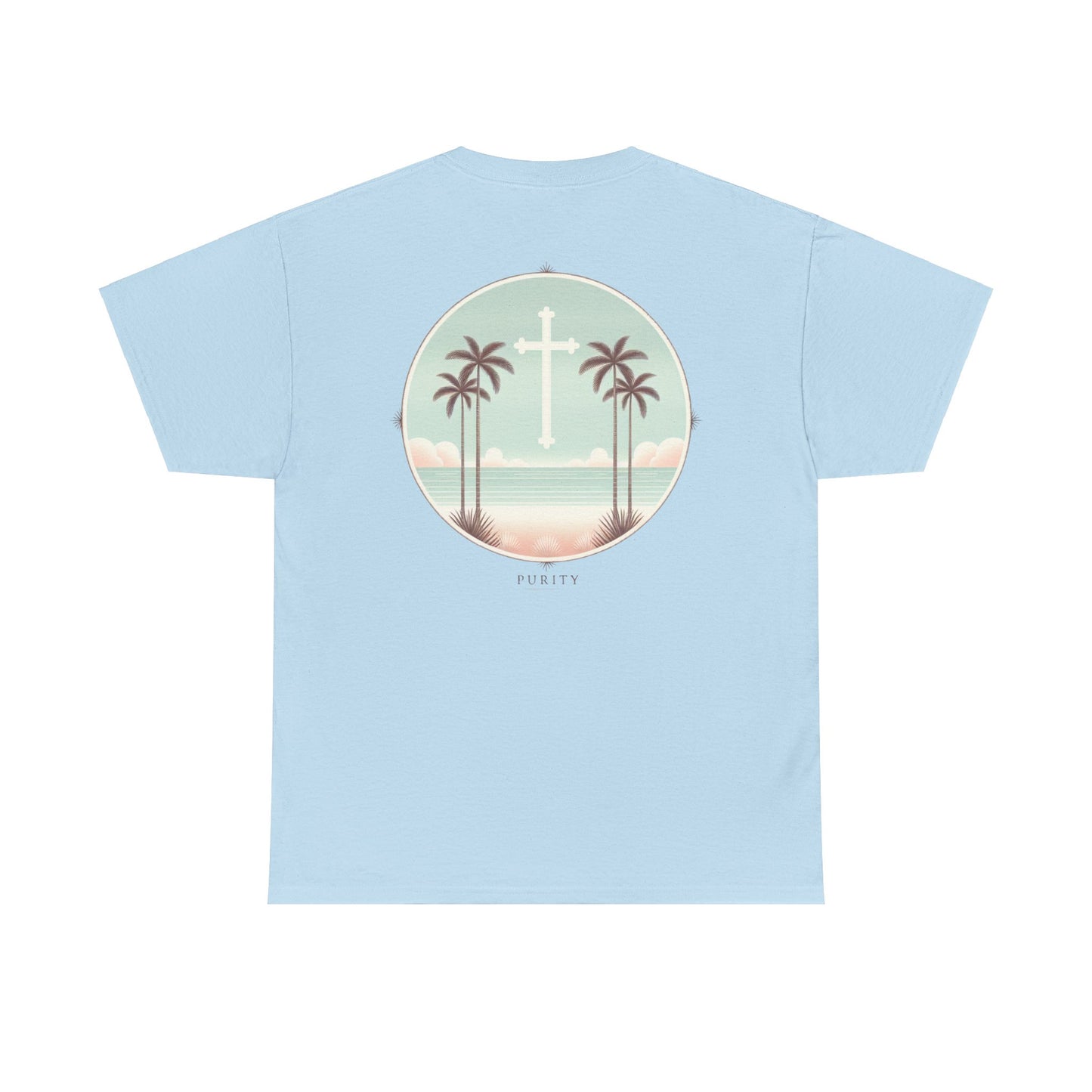 Unisex Heavy Cotton Tee - 'Purity' Beach Sunset Design