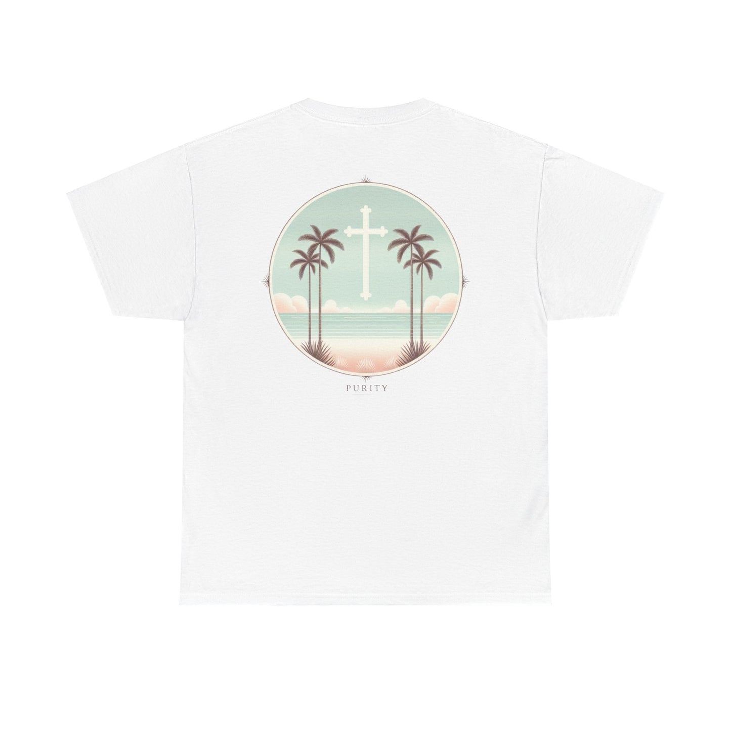 Unisex Heavy Cotton Tee - 'Purity' Beach Sunset Design