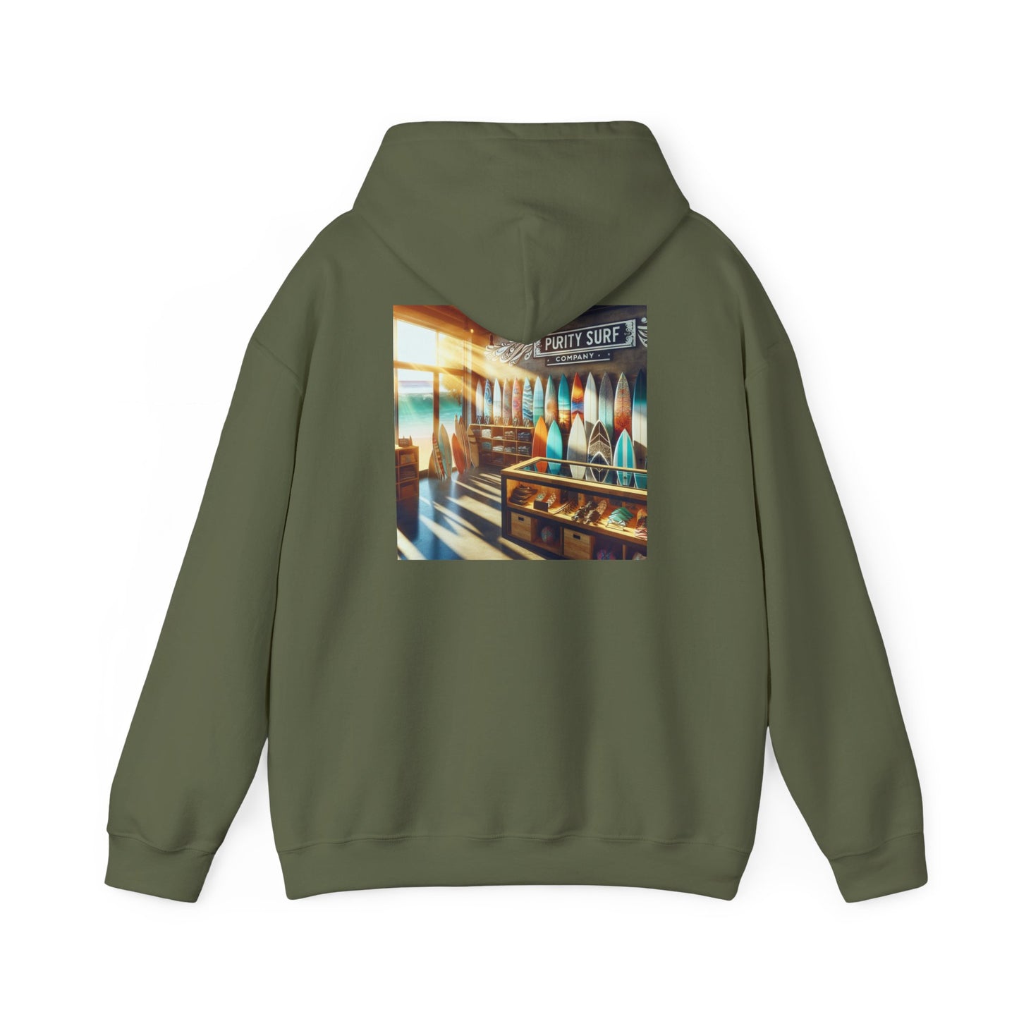 Unisex Heavy Blend™ Surf Vibes Hooded Sweatshirt | Purity Design | Perfect for Beach Lovers